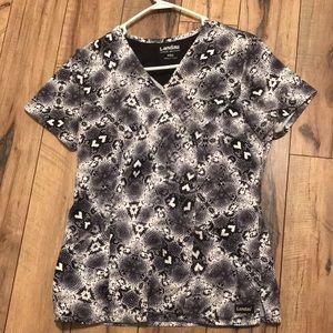 Black and white scrub top